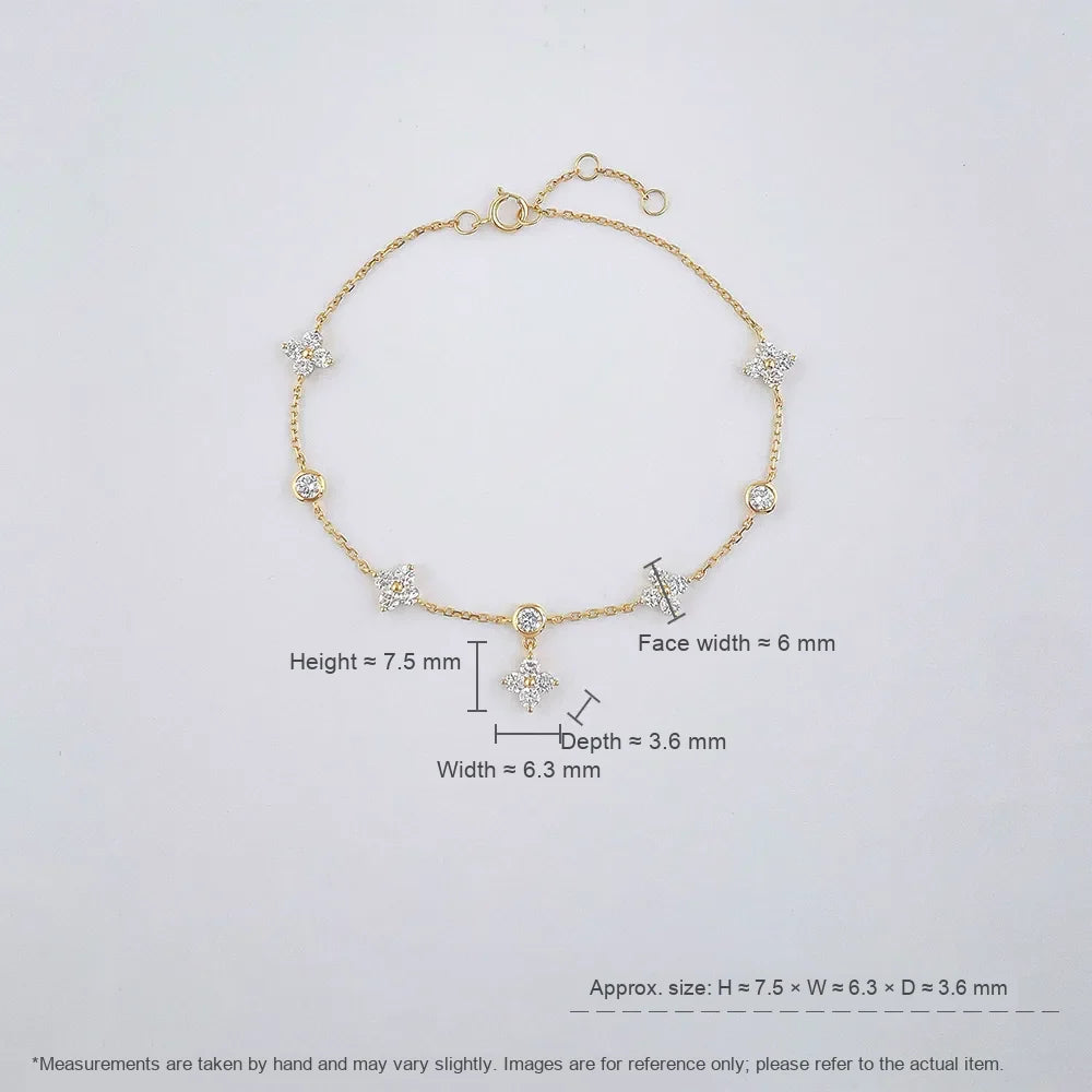 1.14 ctw Botanical Cluster Mixed-Cut Lab-Grown Diamond Bracelet in 18K Yellow Gold