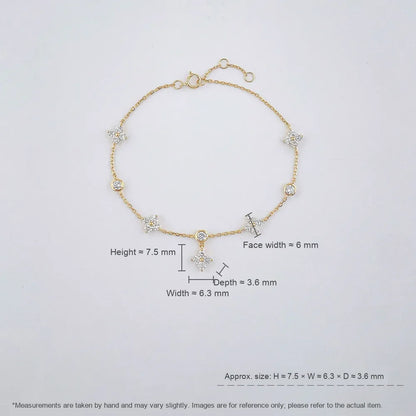 1.14 ctw Botanical Cluster Mixed-Cut Lab-Grown Diamond Bracelet in 18K Yellow Gold