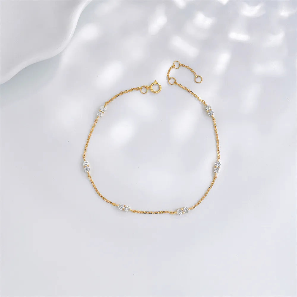 0.52 ctw Minimalist Adjustable Round-Cut Lab-Grown Diamond Bracelet in 18K Yellow Gold