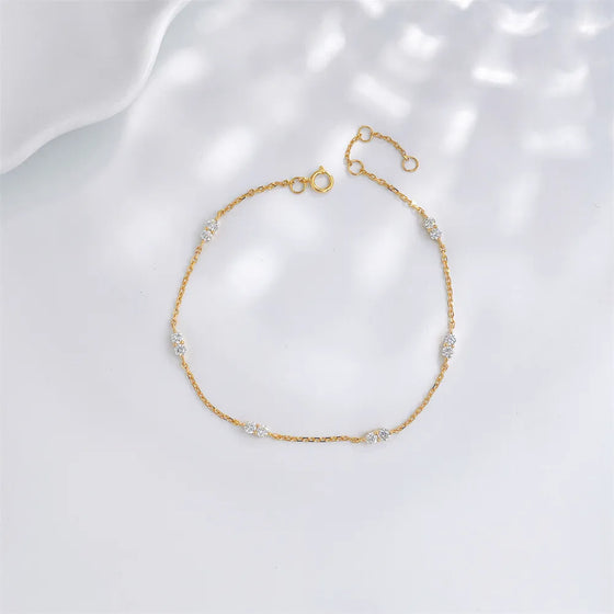 0.52 ctw Minimalist Adjustable Round-Cut Lab-Grown Diamond Bracelet in 18K Yellow Gold
