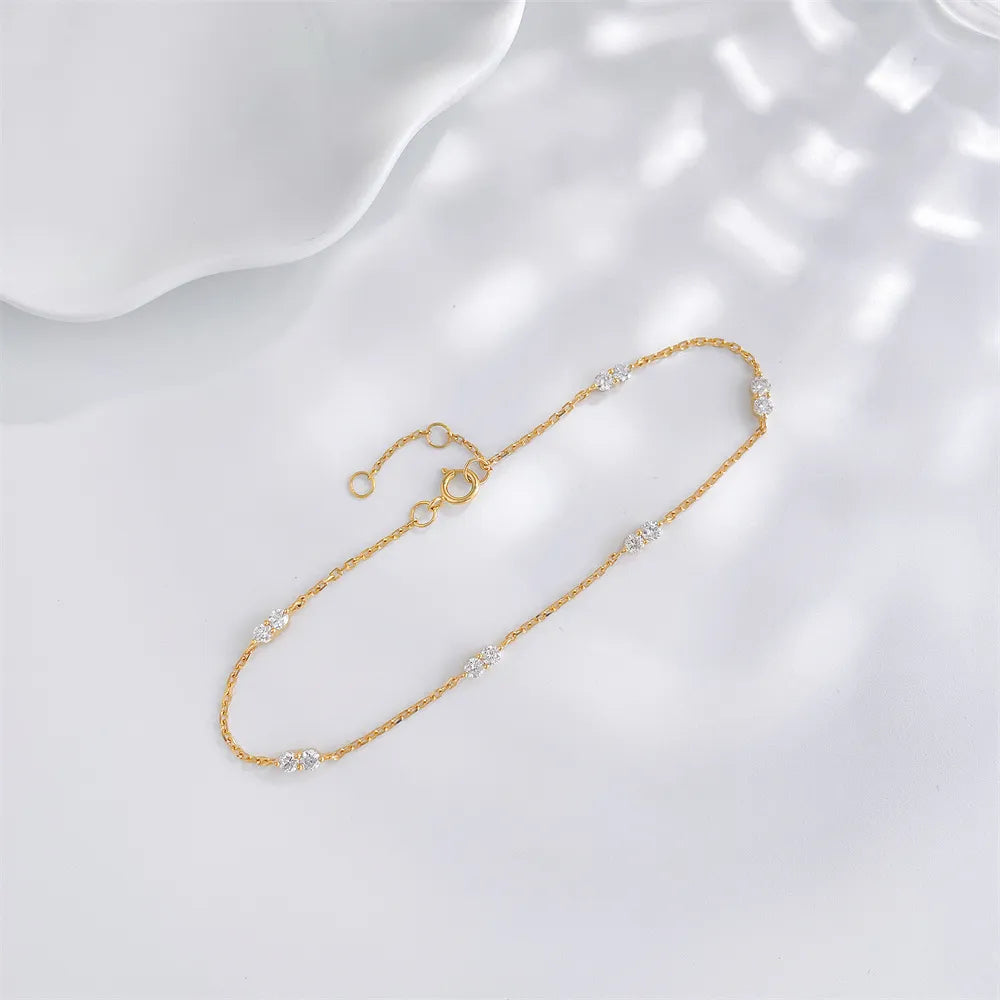 0.52 ctw Minimalist Adjustable Round-Cut Lab-Grown Diamond Bracelet in 18K Yellow Gold