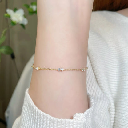 0.52 ctw Minimalist Adjustable Round-Cut Lab-Grown Diamond Bracelet in 18K Yellow Gold