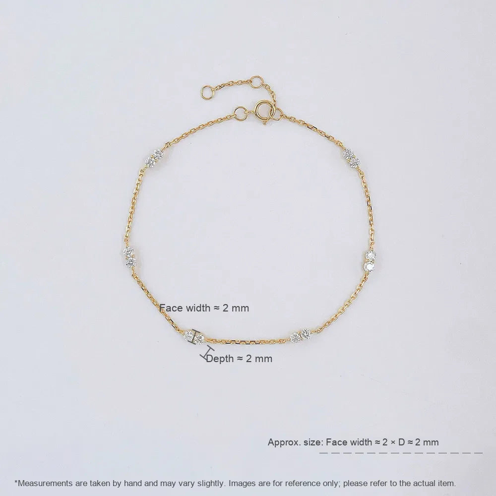 0.52 ctw Minimalist Adjustable Round-Cut Lab-Grown Diamond Bracelet in 18K Yellow Gold