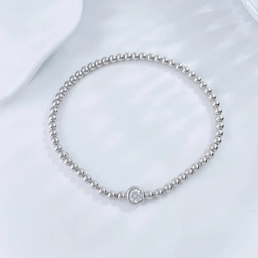 0.32 ctw Minimalist Round-Cut Lab-Grown Diamond Bracelet in 18K White Gold