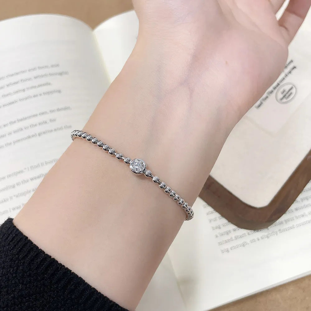 0.32 ctw Minimalist Round-Cut Lab-Grown Diamond Bracelet in 18K White Gold