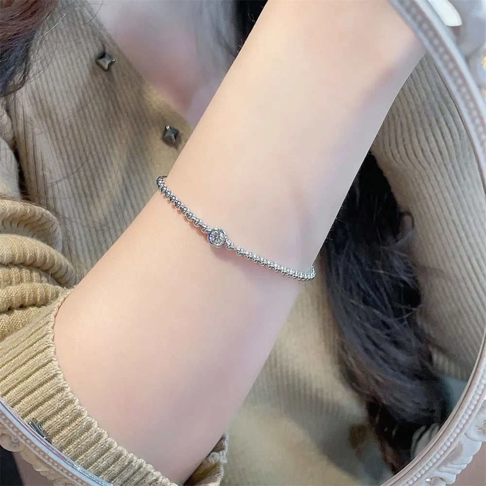 0.32 ctw Minimalist Round-Cut Lab-Grown Diamond Bracelet in 18K White Gold