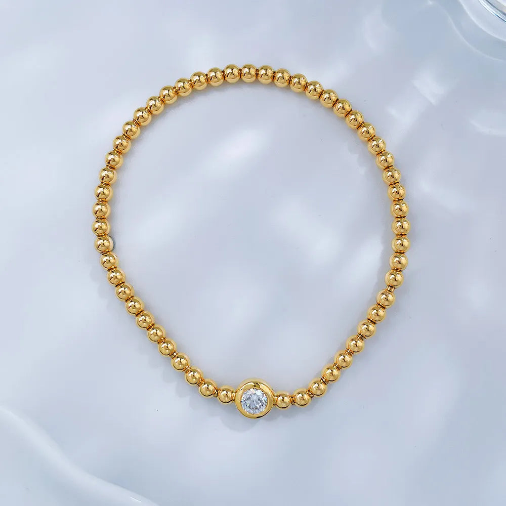 0.33 ctw Minimalist Round-Cut Lab-Grown Diamond Beaded Bracelet in 18K Yellow Gold