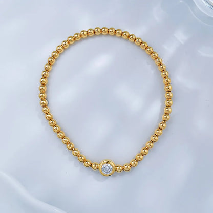 0.33 ctw Minimalist Round-Cut Lab-Grown Diamond Beaded Bracelet in 18K Yellow Gold