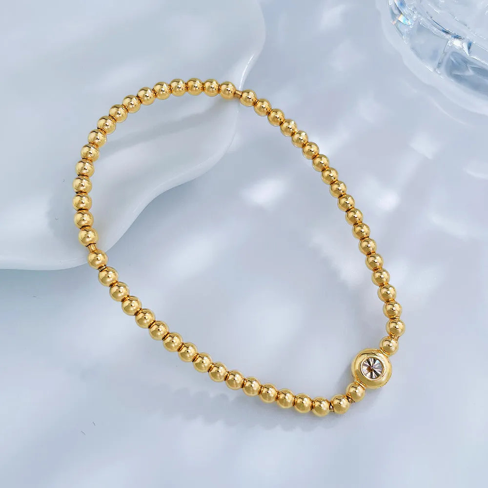 0.33 ctw Minimalist Round-Cut Lab-Grown Diamond Beaded Bracelet in 18K Yellow Gold