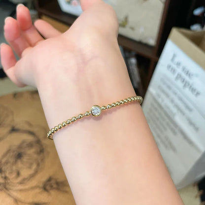 0.33 ctw Minimalist Round-Cut Lab-Grown Diamond Beaded Bracelet in 18K Yellow Gold