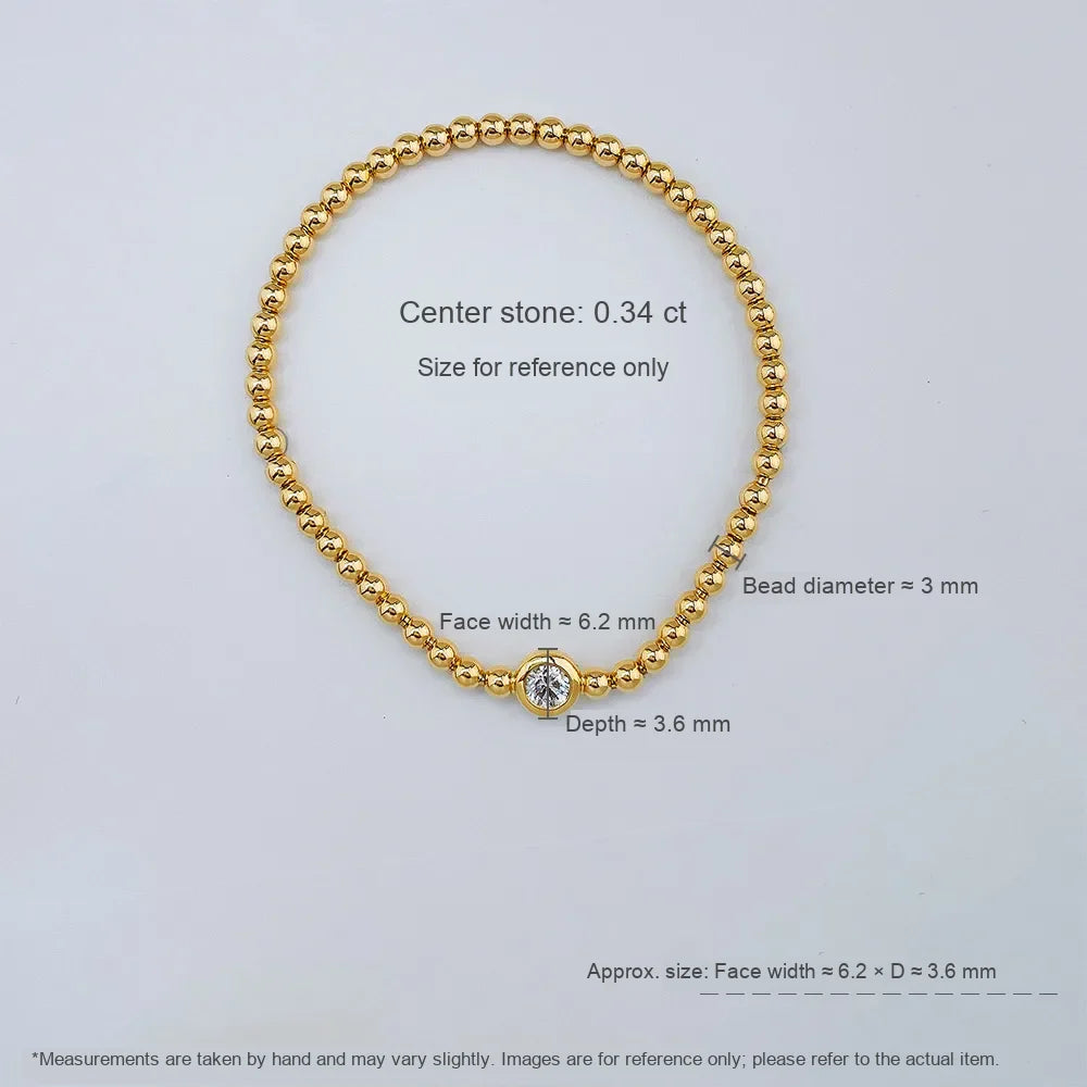 0.33 ctw Minimalist Round-Cut Lab-Grown Diamond Beaded Bracelet in 18K Yellow Gold
