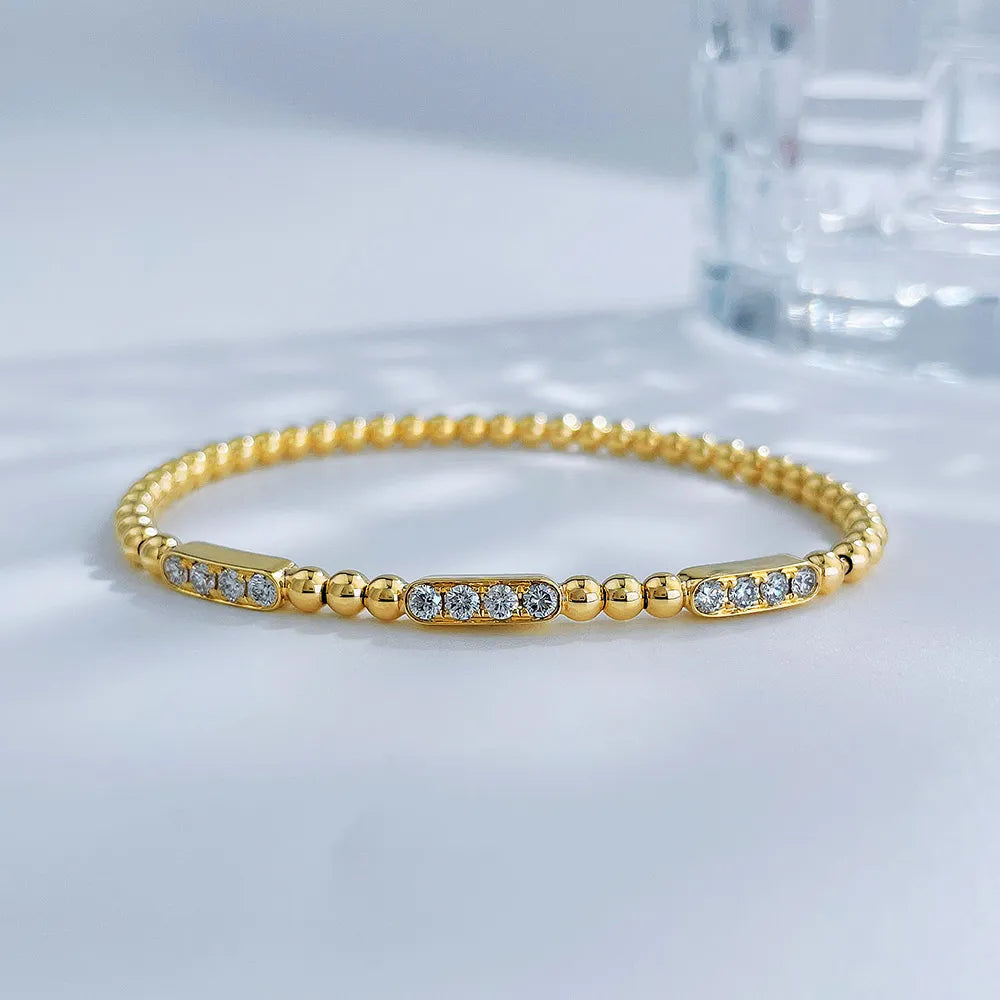 0.53 ctw Celestial Round-Cut Lab-Grown Diamond Beaded Bracelet in 18K Yellow Gold