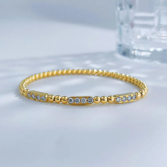 0.53 ctw Celestial Round-Cut Lab-Grown Diamond Beaded Bracelet in 18K Yellow Gold