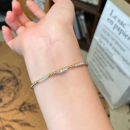 0.53 ctw Celestial Round-Cut Lab-Grown Diamond Beaded Bracelet in 18K Yellow Gold
