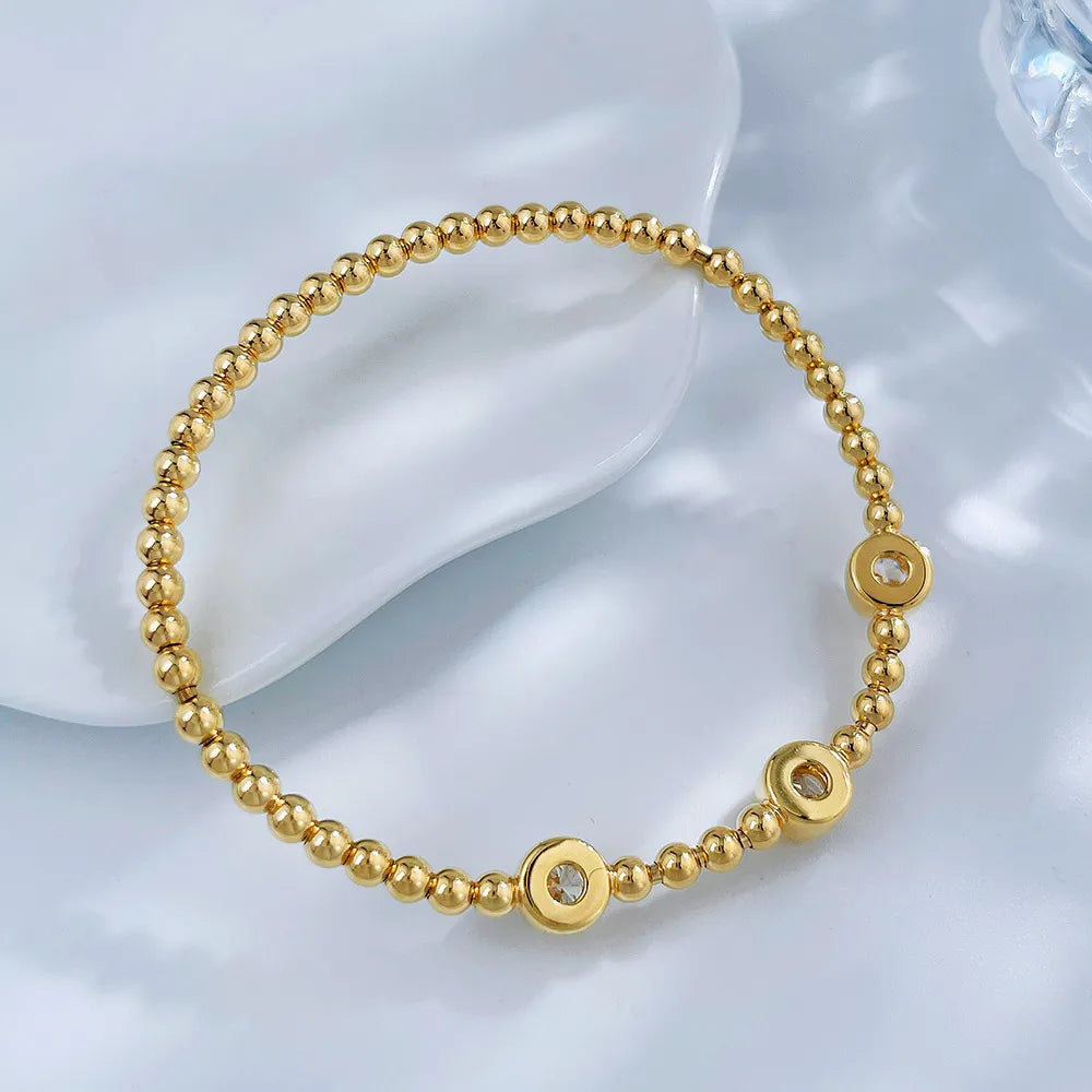 0.93 ctw Minimalist Round-Cut Lab-Grown Diamond Beaded Bracelet in 18K Yellow Gold