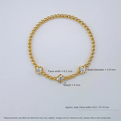 0.93 ctw Minimalist Round-Cut Lab-Grown Diamond Beaded Bracelet in 18K Yellow Gold