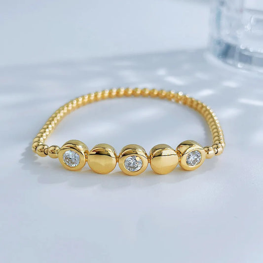 0.91 ctw Celestial Round-Cut Lab-Grown Diamond Beaded Bracelet in 18K Yellow Gold