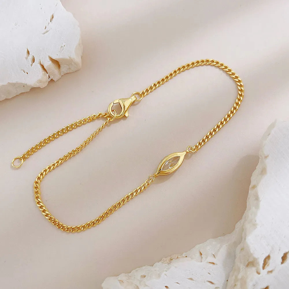 0.82 ctw Minimalist Adjustable Marquise-Cut Lab-Grown Diamond Bracelet in 925 Sterling Silver