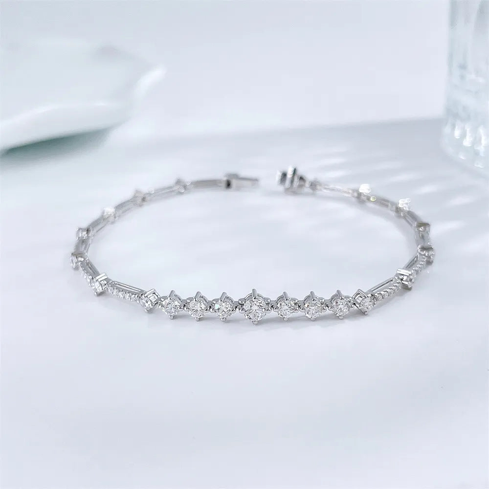 1.68 ctw Mixed-Cut Lab-Grown Diamond Bracelet in 18K White Gold