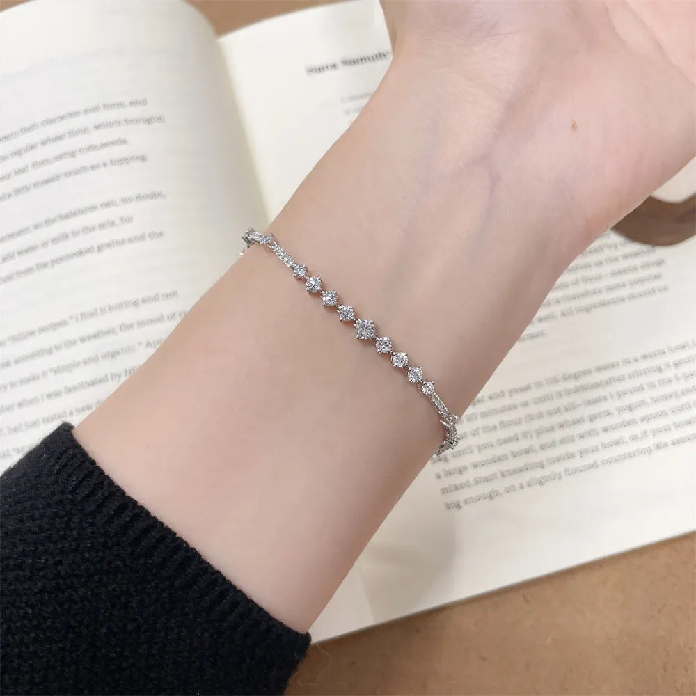1.68 ctw Mixed-Cut Lab-Grown Diamond Bracelet in 18K White Gold