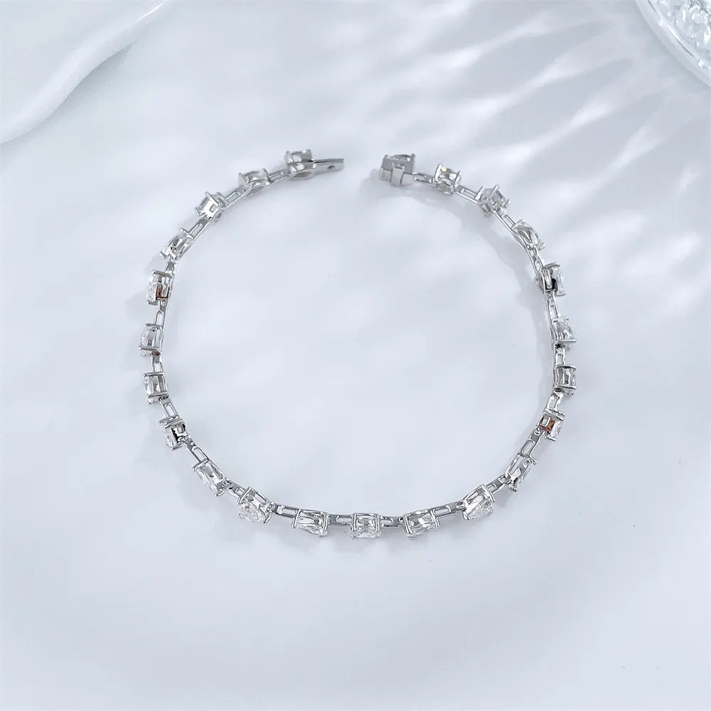 3.23 ctw Oval-Cut Lab-Grown Diamond Bracelet in 18K White Gold