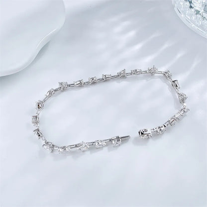 3.23 ctw Oval-Cut Lab-Grown Diamond Bracelet in 18K White Gold