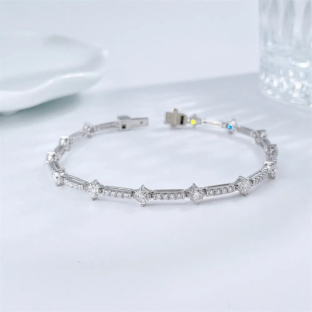 3.12 ctw Celestial Mixed-Cut Lab-Grown Diamond Bracelet in 18K White Gold