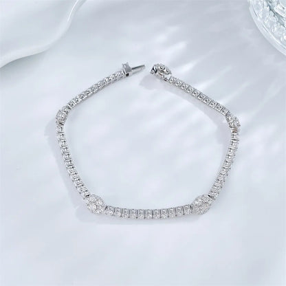 4.31 ctw Floral Round-Cut Lab-Grown Diamond Bracelet in 18K White Gold