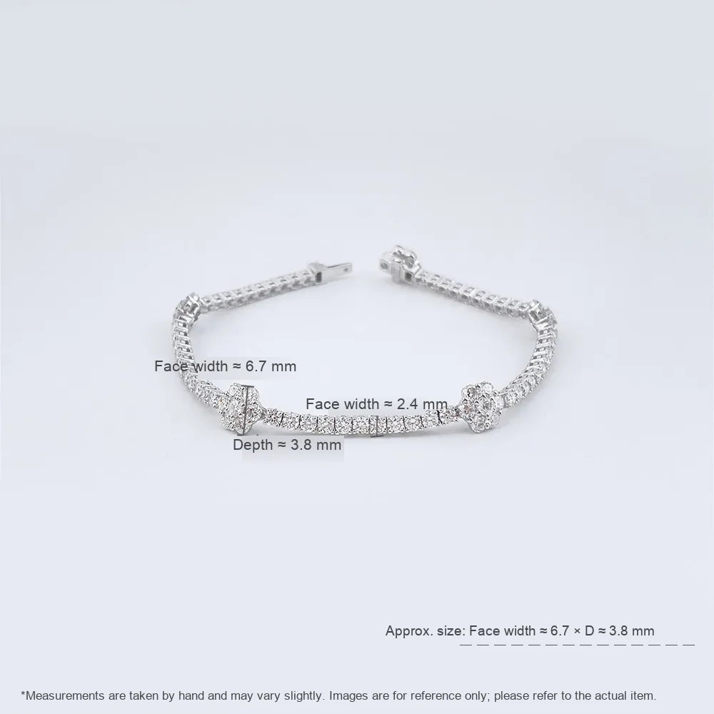 4.31 ctw Floral Round-Cut Lab-Grown Diamond Bracelet in 18K White Gold