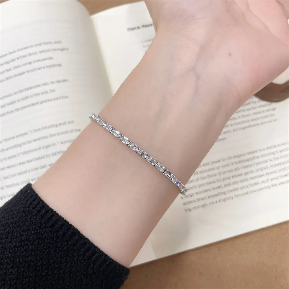 4.72 ctw Statement Emerald-Cut Lab-Grown Diamond Bracelet in 18K White Gold