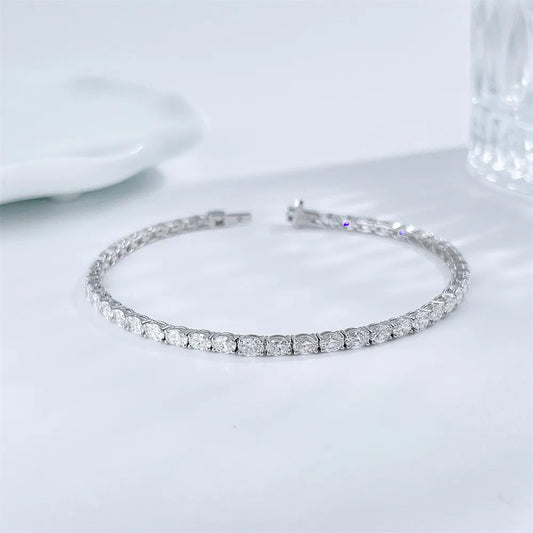 4.15 ctw Statement Oval-Cut Lab-Grown Diamond Bracelet in 18K White Gold