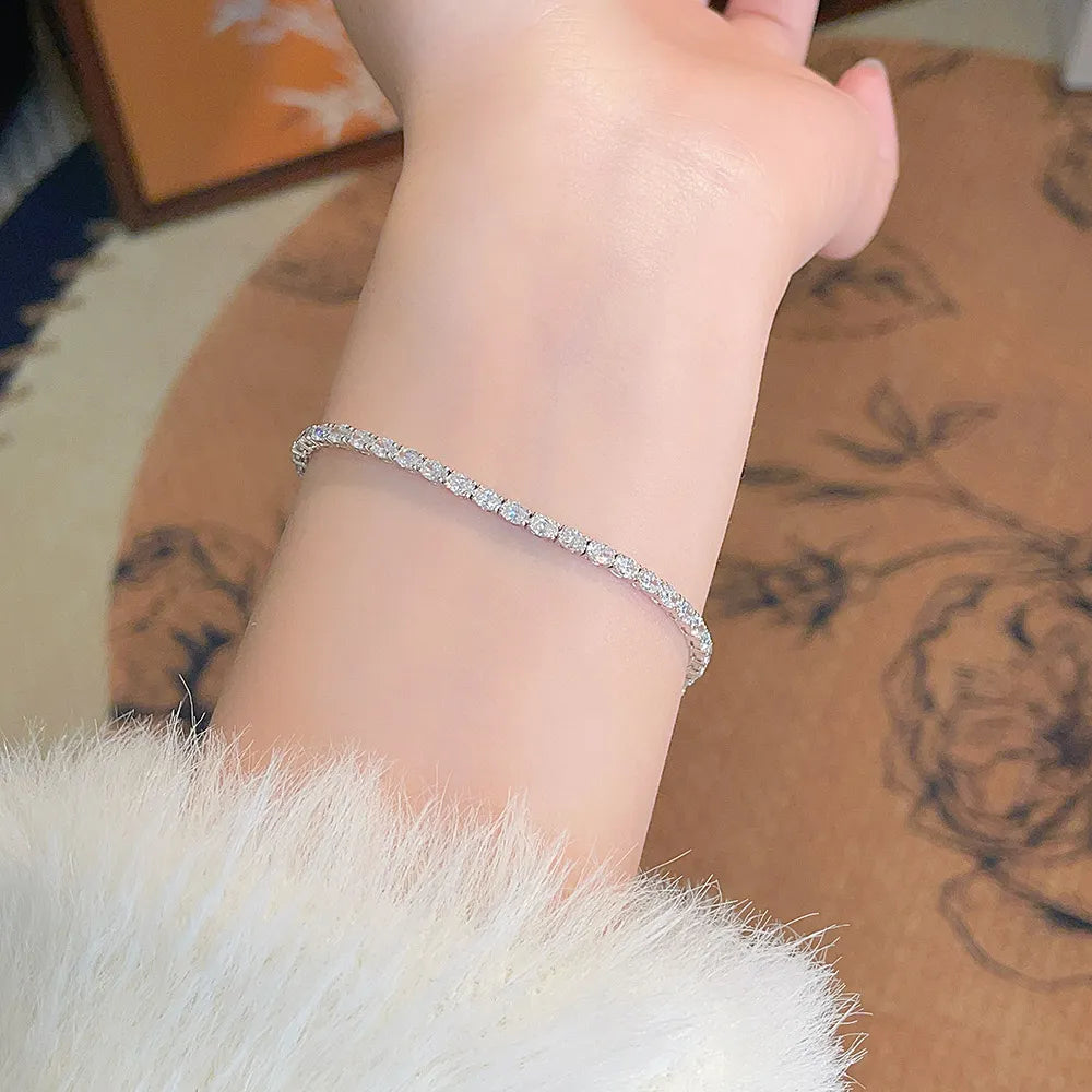 4.15 ctw Statement Oval-Cut Lab-Grown Diamond Bracelet in 18K White Gold