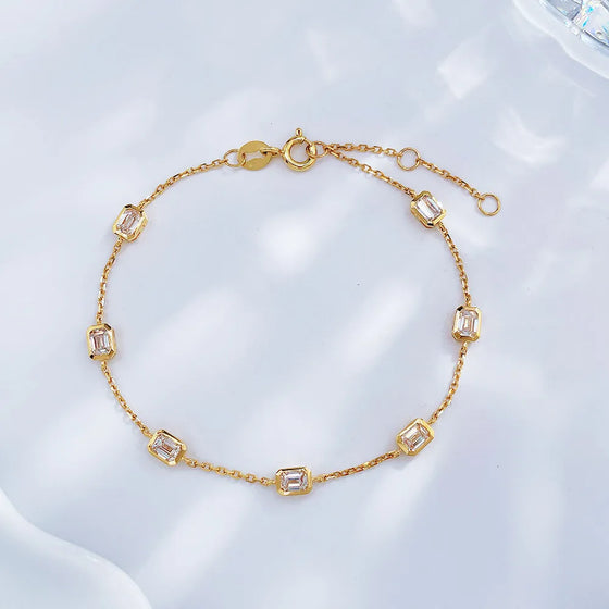 1.05 ctw Celestial Emerald-Cut Lab-Grown Diamond Bracelet in 18K Yellow Gold