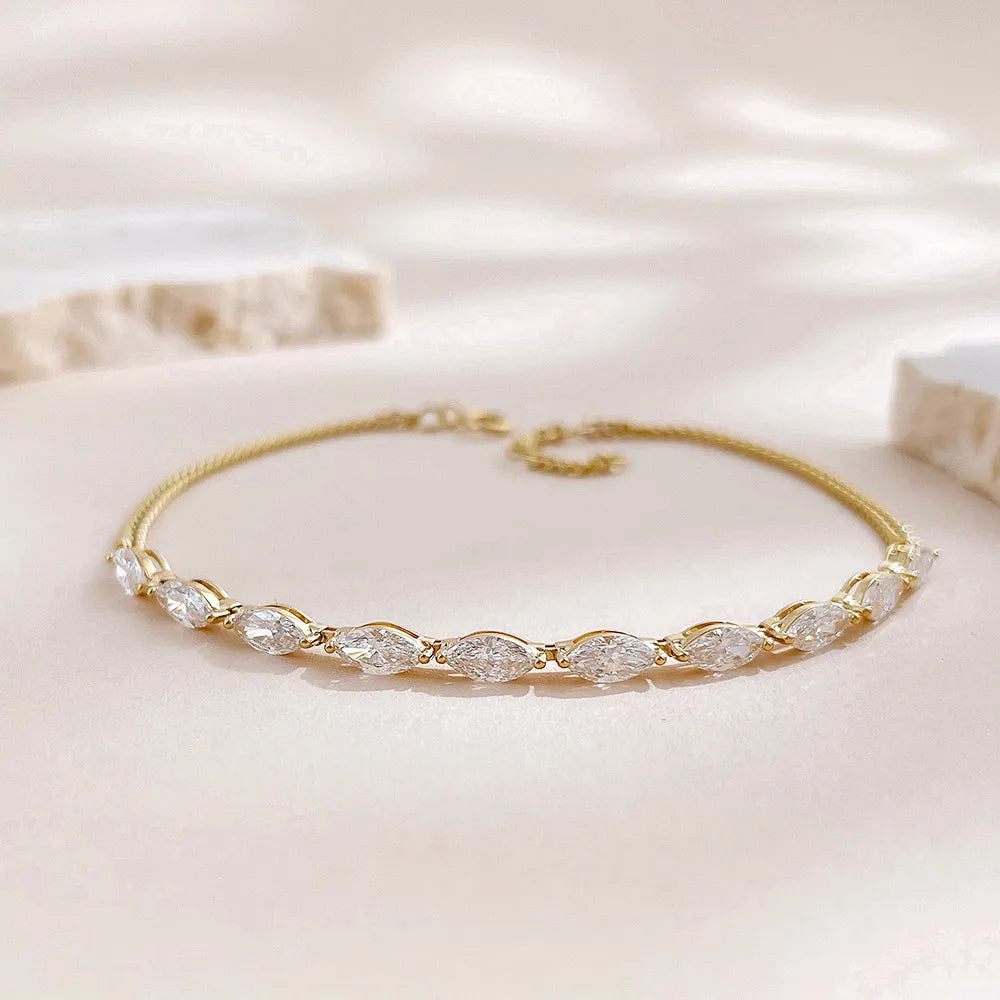 1.49 ctw Minimalist Marquise-Cut Lab-Grown Diamond Bracelet in 18K Yellow Gold
