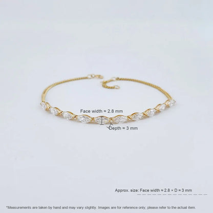 1.49 ctw Minimalist Marquise-Cut Lab-Grown Diamond Bracelet in 18K Yellow Gold