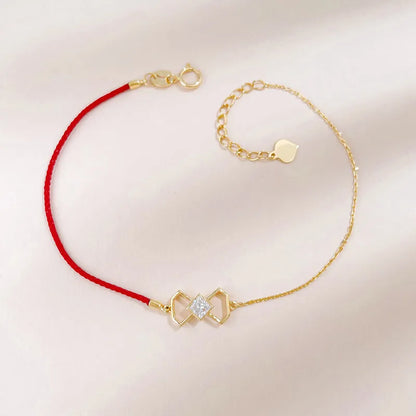 0.19 ctw Bow Adjustable Princess-Cut Lab-Grown Diamond Bracelet in 18K Yellow Gold