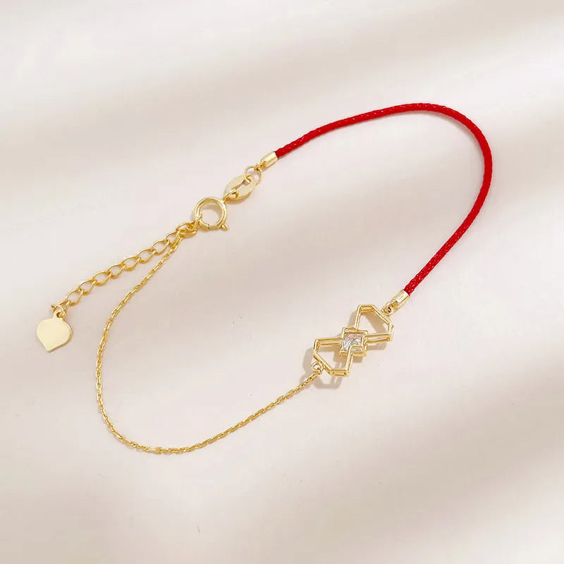 0.19 ctw Bow Adjustable Princess-Cut Lab-Grown Diamond Bracelet in 18K Yellow Gold