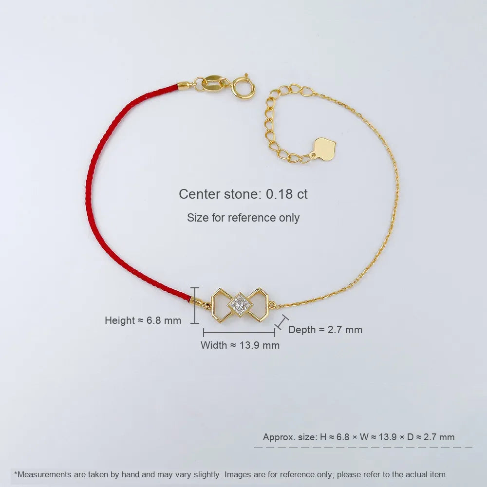 0.19 ctw Bow Adjustable Princess-Cut Lab-Grown Diamond Bracelet in 18K Yellow Gold