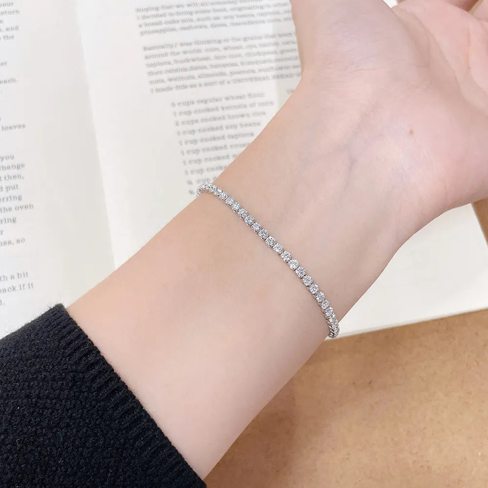 3.29 ctw Statement Round-Cut Lab-Grown Diamond Bracelet in 18K White Gold