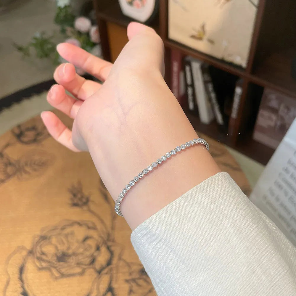3.29 ctw Statement Round-Cut Lab-Grown Diamond Bracelet in 18K White Gold
