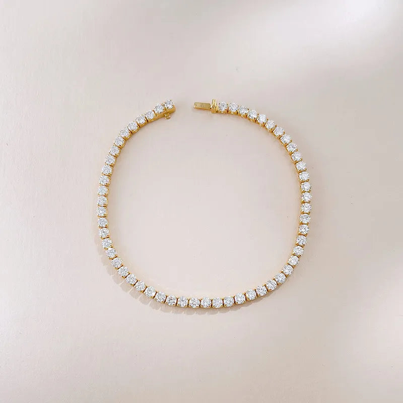 3.26 ctw Statement Pavé Round-Cut Lab-Grown Diamond Tennis Bracelet in 18K Yellow Gold