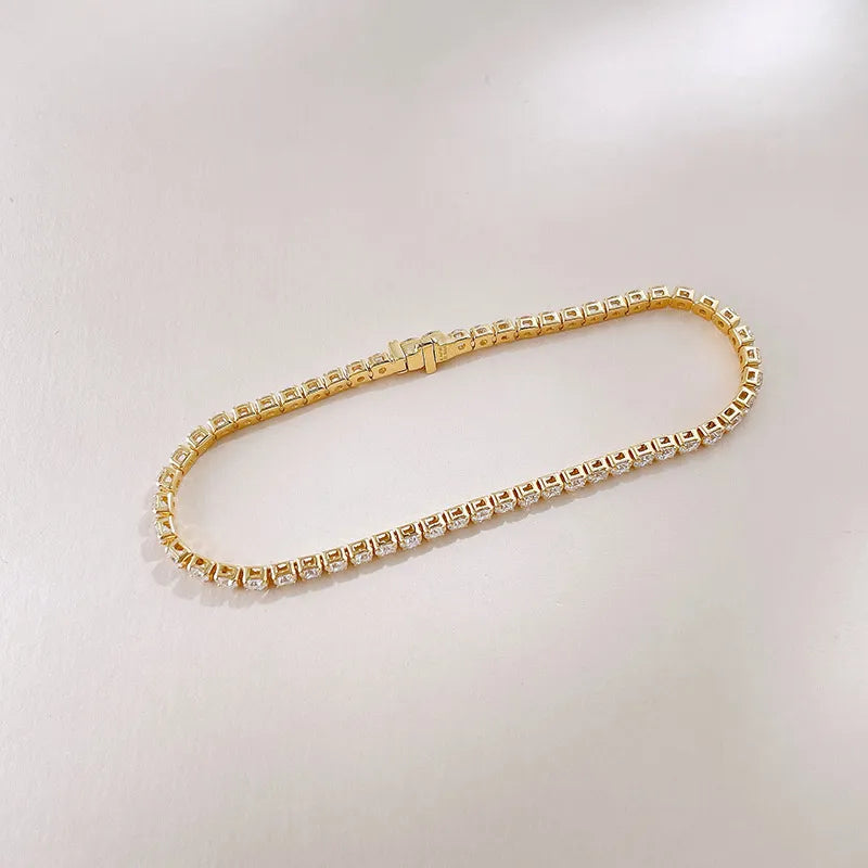3.26 ctw Statement Pavé Round-Cut Lab-Grown Diamond Tennis Bracelet in 18K Yellow Gold