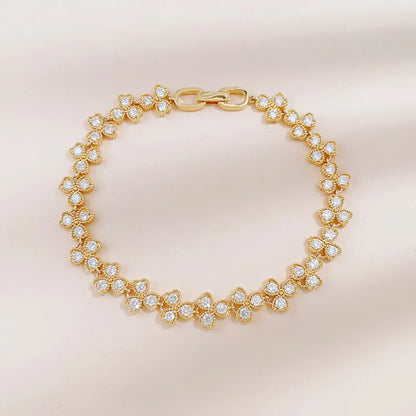 2.4 ctw Four-Leaf Clover Pavé Round-Cut Lab-Grown Diamond Bracelet in 18K Yellow Gold