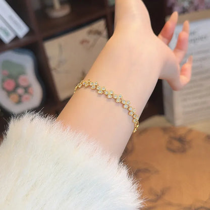 2.4 ctw Four-Leaf Clover Pavé Round-Cut Lab-Grown Diamond Bracelet in 18K Yellow Gold