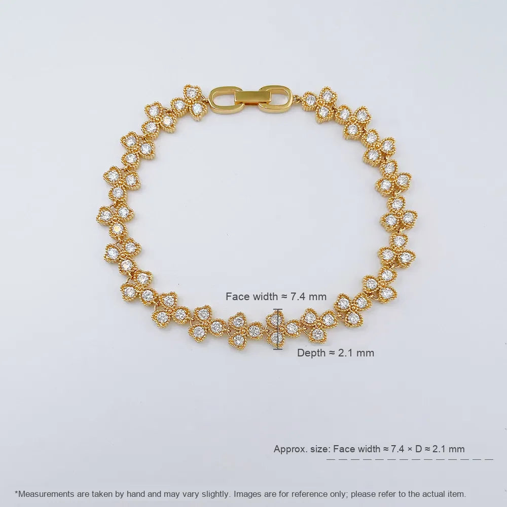 2.4 ctw Four-Leaf Clover Pavé Round-Cut Lab-Grown Diamond Bracelet in 18K Yellow Gold