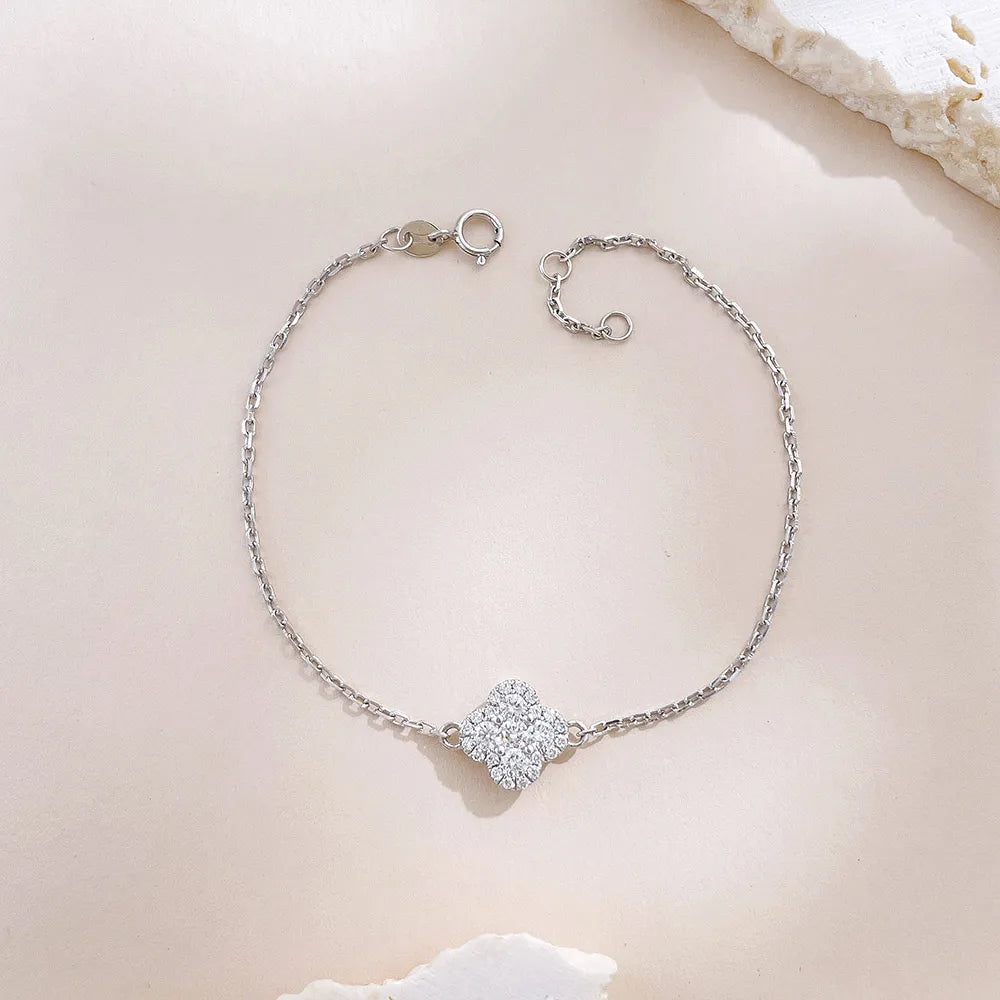 0.45 ctw Four-Leaf Clover Round-Cut Lab-Grown Diamond Bracelet in PT950 Platinum