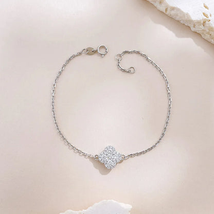 0.45 ctw Four-Leaf Clover Round-Cut Lab-Grown Diamond Bracelet in PT950 Platinum