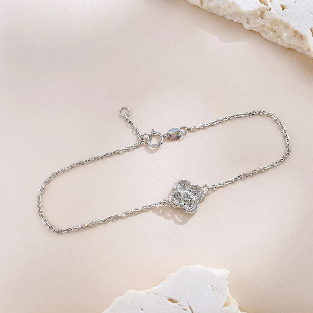 0.45 ctw Four-Leaf Clover Round-Cut Lab-Grown Diamond Bracelet in PT950 Platinum