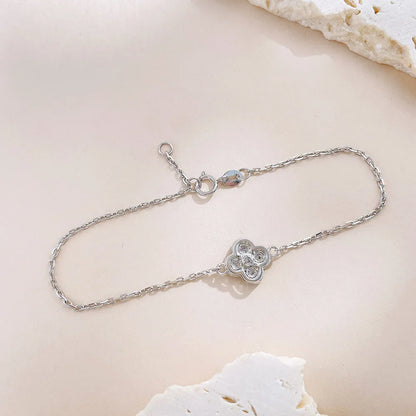 0.45 ctw Four-Leaf Clover Round-Cut Lab-Grown Diamond Bracelet in PT950 Platinum