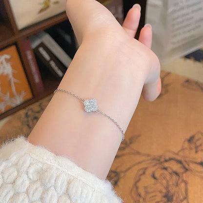 0.45 ctw Four-Leaf Clover Round-Cut Lab-Grown Diamond Bracelet in PT950 Platinum